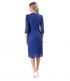 Elegant cotton lace dress with floral motifs