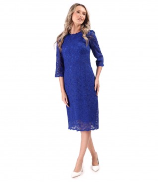 Elegant cotton lace dress with floral motifs