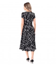 Elegant midi dress in viscose printed with geometric motifs