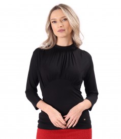 Elegant blouse made of jersey gathered at the neckline