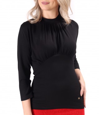 Elegant blouse made of jersey gathered at the neckline