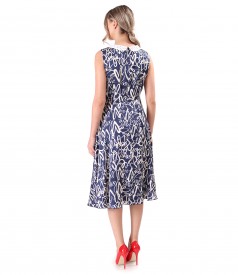 Viscose satin midi dress with lace collar