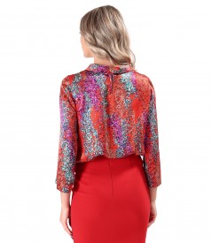 Digitally printed natural silk blouse