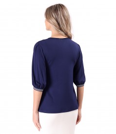 Elastic jersey blouse with 3/4 sleeves