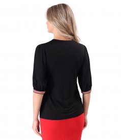 Elastic jersey blouse with 3/4 sleeves