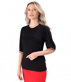 Elastic jersey blouse with 3/4 sleeves