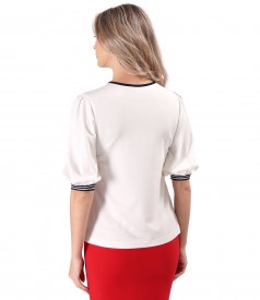 Elastic jersey blouse with 3/4 sleeves