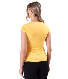 Elastic jersey t-shirt with folds