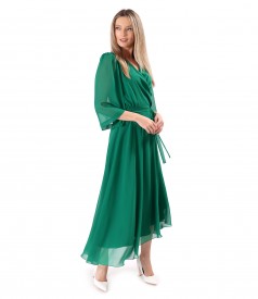 Asymmetric midi dress in plain veil