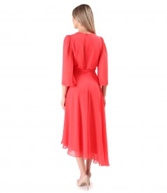 Asymmetric midi dress in plain veil