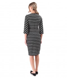 Elastic jersey dress printed with stripes