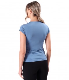 Elastic jersey t-shirt with folds