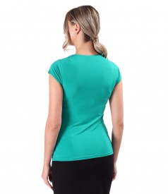 Elastic jersey t-shirt with folds