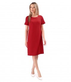 Office dress with decorative stitching at the neckline