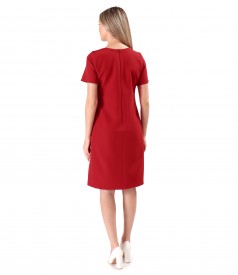 Office dress with decorative stitching at the neckline