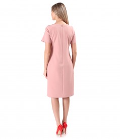 Office dress with decorative stitching at the neckline