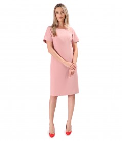 Office dress with decorative stitching at the neckline