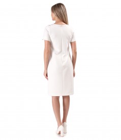 Office dress with decorative stitching at the neckline