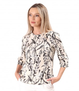 Elegant viscose blouse printed with floral motifs