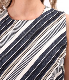 Striped printed viscose blouse