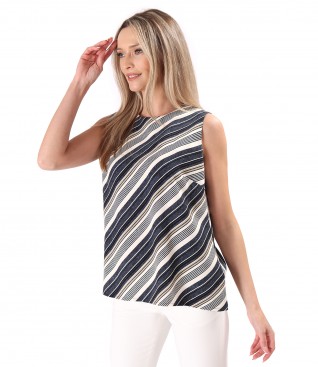 Striped printed viscose blouse