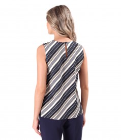 Striped printed viscose blouse