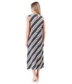 Long striped printed viscose dress