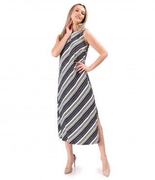 Long striped printed viscose dress