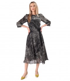 Viscose midi dress printed with floral motifs