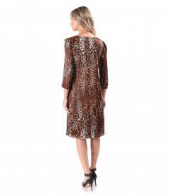 Natural silk dress with animal print