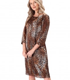 Natural silk dress with animal print