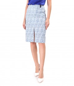 Printed elastic cotton flared skirt