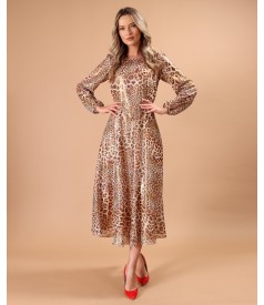 Veil midi dress with animal print and lurex thread