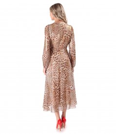 Veil midi dress with animal print and lurex thread