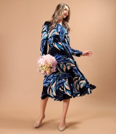 Viscose midi dress printed with floral motifs