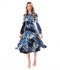 Viscose midi dress printed with floral motifs