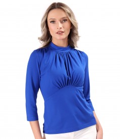 Elegant blouse made of jersey gathered at the neckline