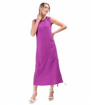 Long elegant dress made of viscose fabric