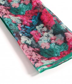 Soft veil scarf digital printed with floral motifs