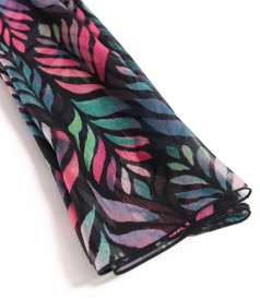 Soft veil scarf digital printed with floral motifs