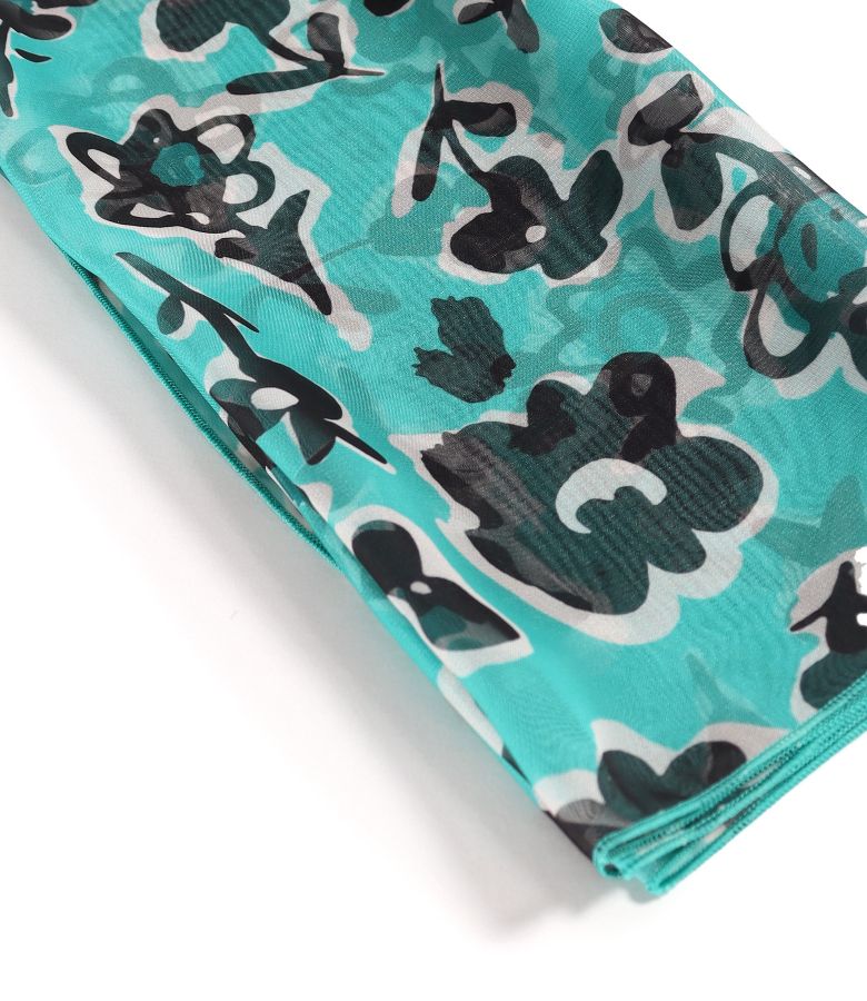 Soft veil scarf digital printed with floral motifs