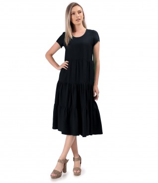 Midi viscose dress with ruffles