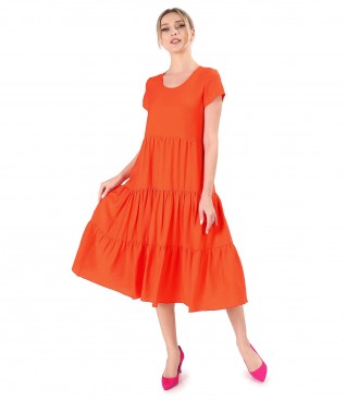 Midi viscose dress with ruffles