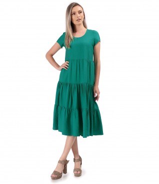 Midi viscose dress with ruffles