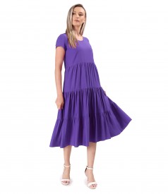 Midi viscose dress with ruffles