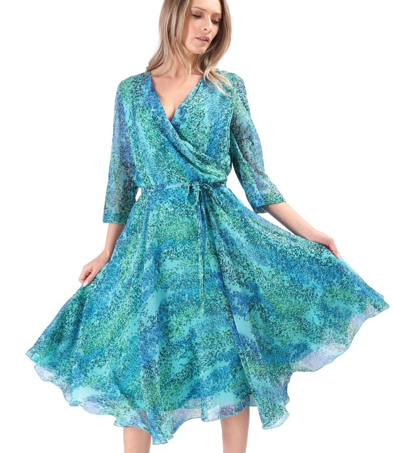 Elegant printed voile dress