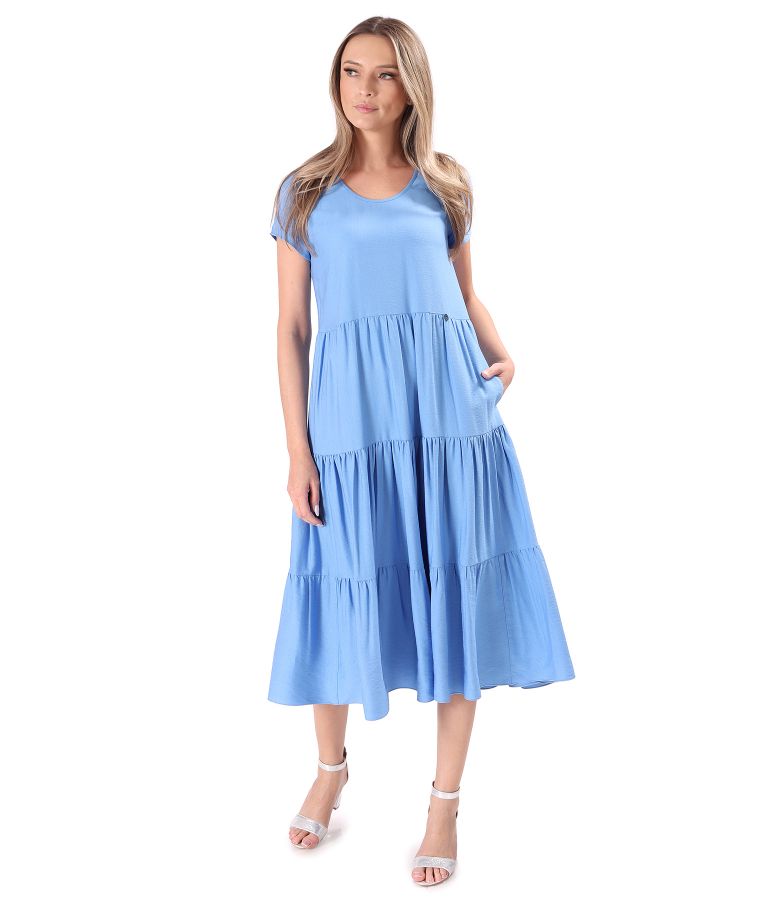 Midi viscose dress with ruffles